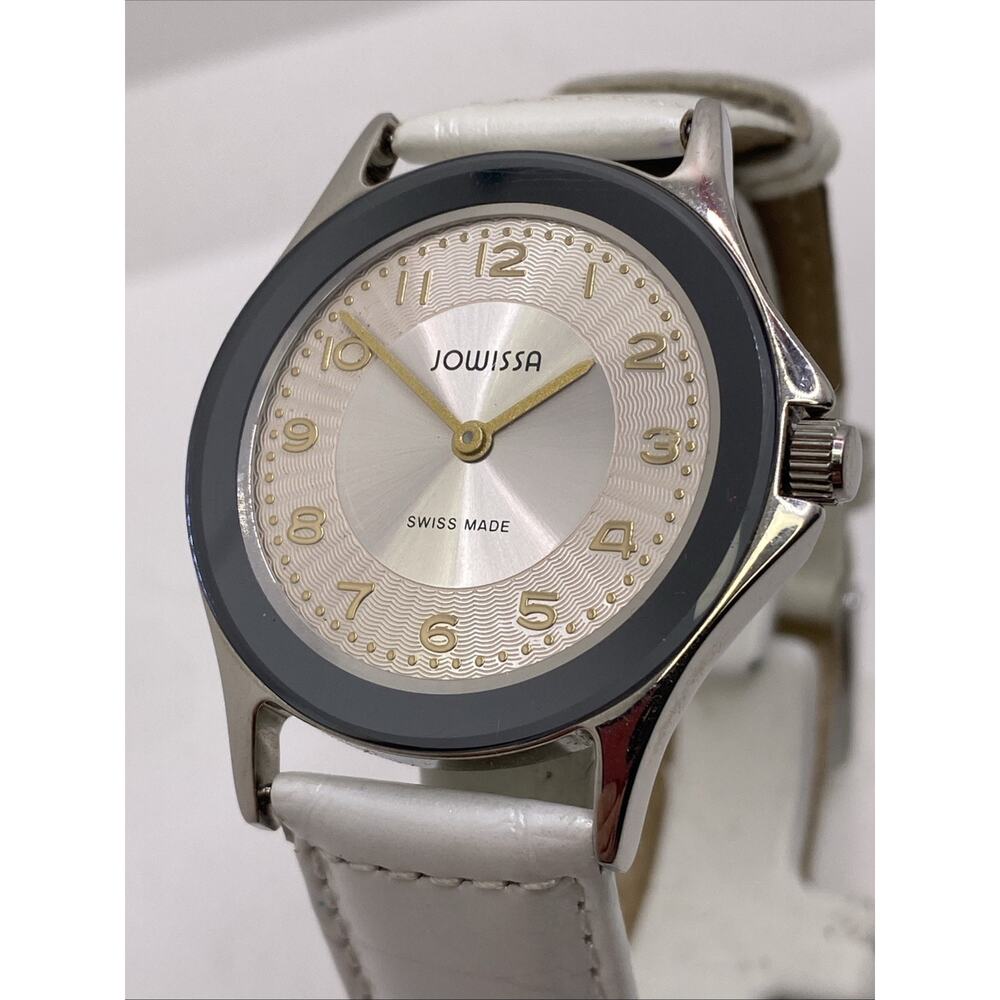 Jowissa Womens Swiss Silver Tone White Leather Watch Works New Battery